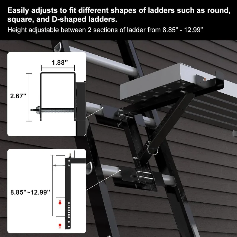 비계 플랫폼용 조정 가능한 사다리 잭, 2-링 쇼트 바디 익스텐션 사다리 잭, 비계 브래킷, 2025 업그레이드, 2 팩