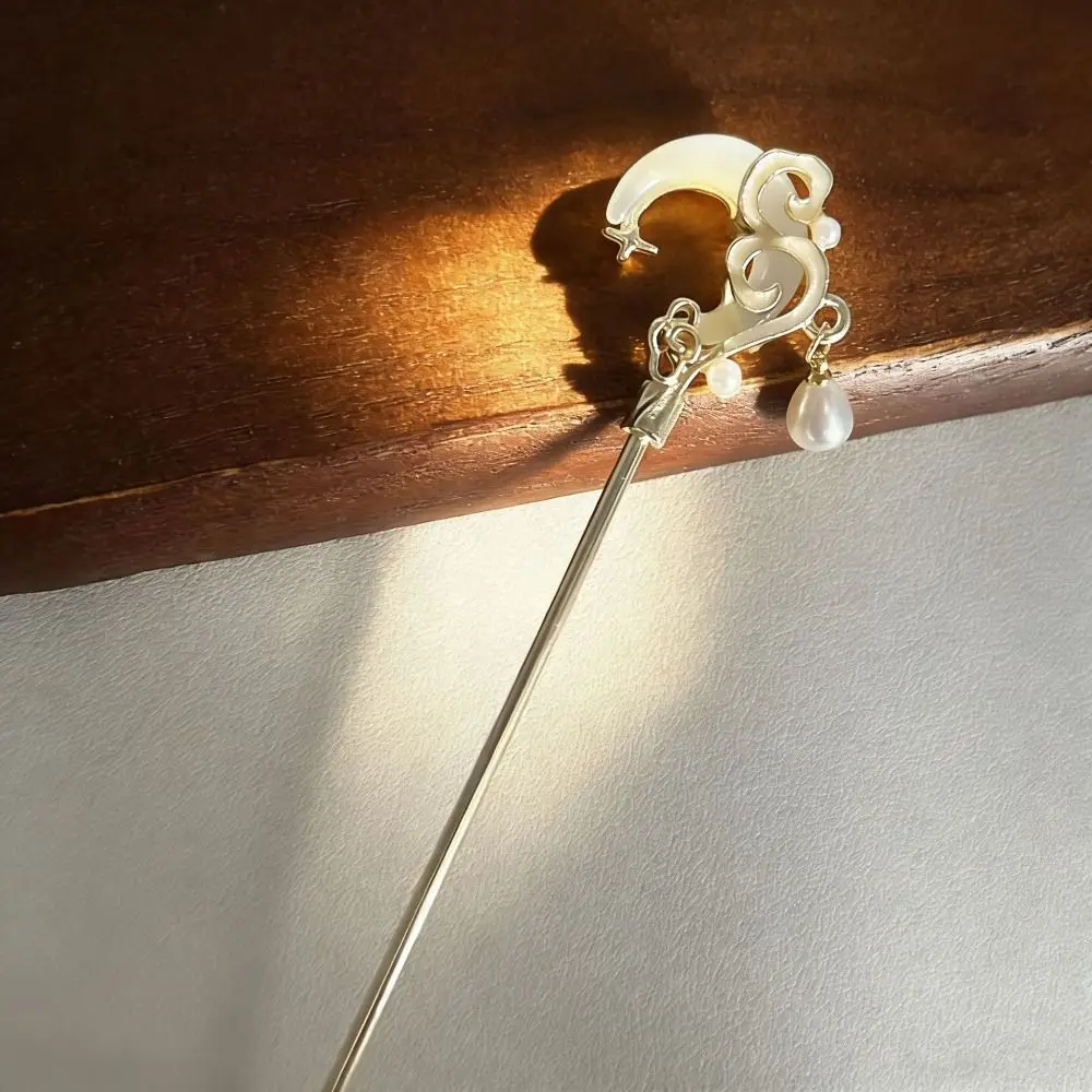 

Moonlight Stone Moon Hair Stick Pearl Tassel Decoration New Chinese Style Hair Accessories Ancient Style