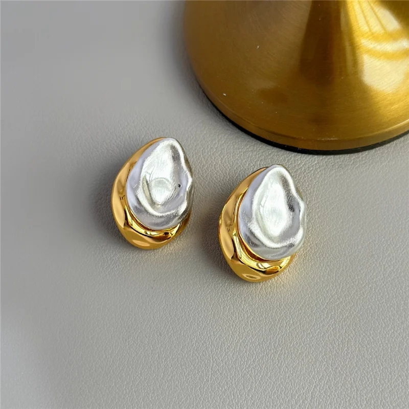 Fashion Jewelry Back With Front Metal Splicing Stud Earrings For Women Female Party Gift