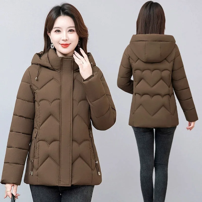 Weibliche Winter Warme Daunen Baumwolle Jacke Lange ärmeln Parkas Neue Mit Kapuze Mittleren Alters Frauen Baumwolle gefütterte Top Mutter kleidung Oberbekleidung