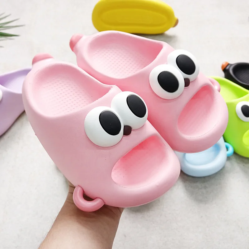 Kids Banana Slides Boys Girls Big Eye Thick Sole Wear-resistant Slippers Summer Outdoor Sandals Funny Look Indoor Home Bathroom