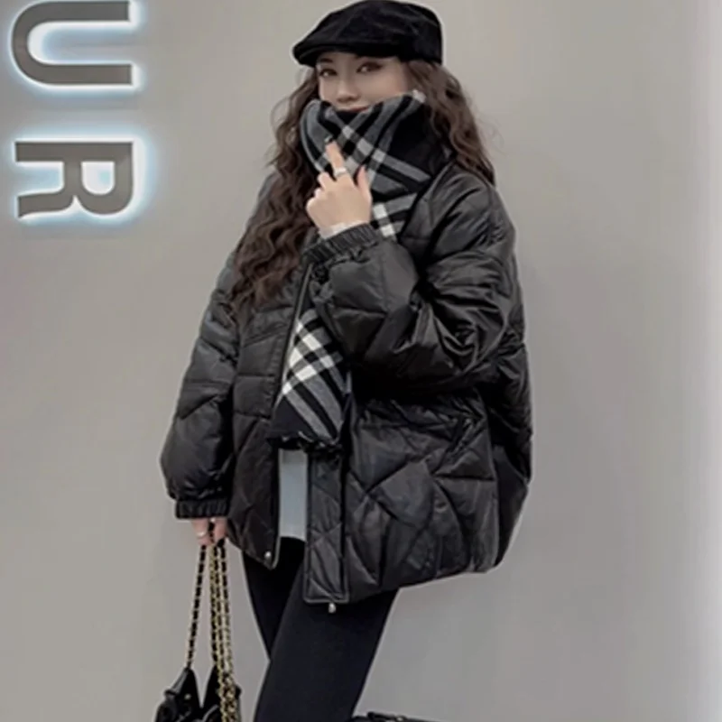 Ele round Ne down Jaet Leather Coat Women's 2024 Winter New Irregular ape European Sle Faionable Real Leather Top