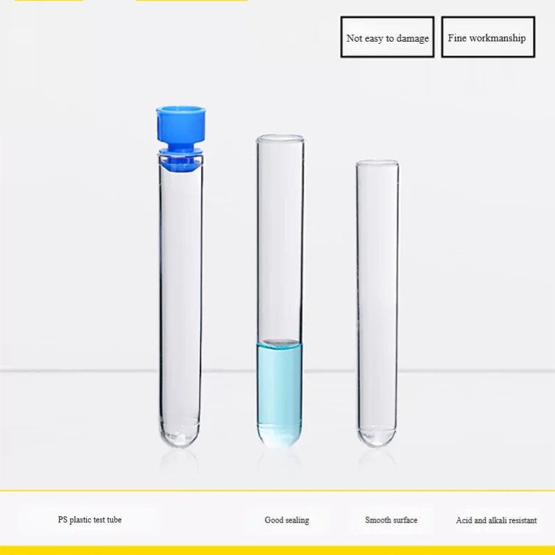 

Tube-free hard plastic test tube diameter 12mm13mm15mm16mmPS benzene-permeable test tube plastic test tube cover
