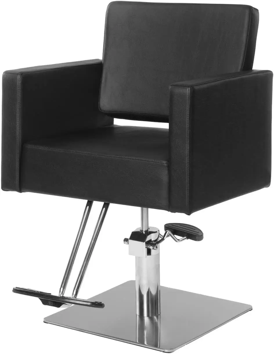 Buy-Rite Christina Styling Chair For Professional Salons And Barbershops Featuring A Wide Seat, Black Vinyl, Heavy-Duty