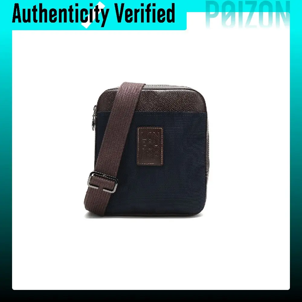 LONGCHAMP Boxford Cow Leather Trim Shoulder Bag, Crossbody Bag Small Men's Blue 1712080127