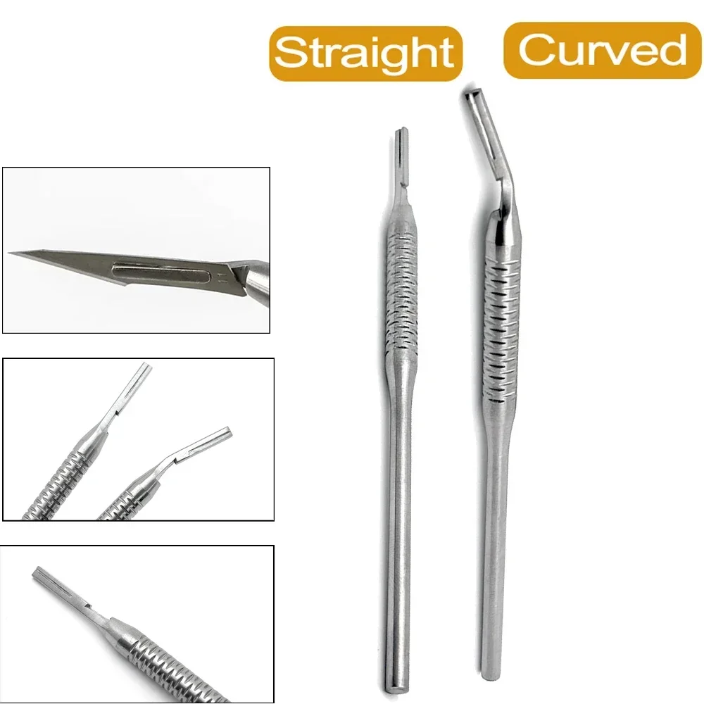 Dental No.3 Scalpel Handle Stainless Steel Curved Straight Applicable Dental Surgery Blade Knife