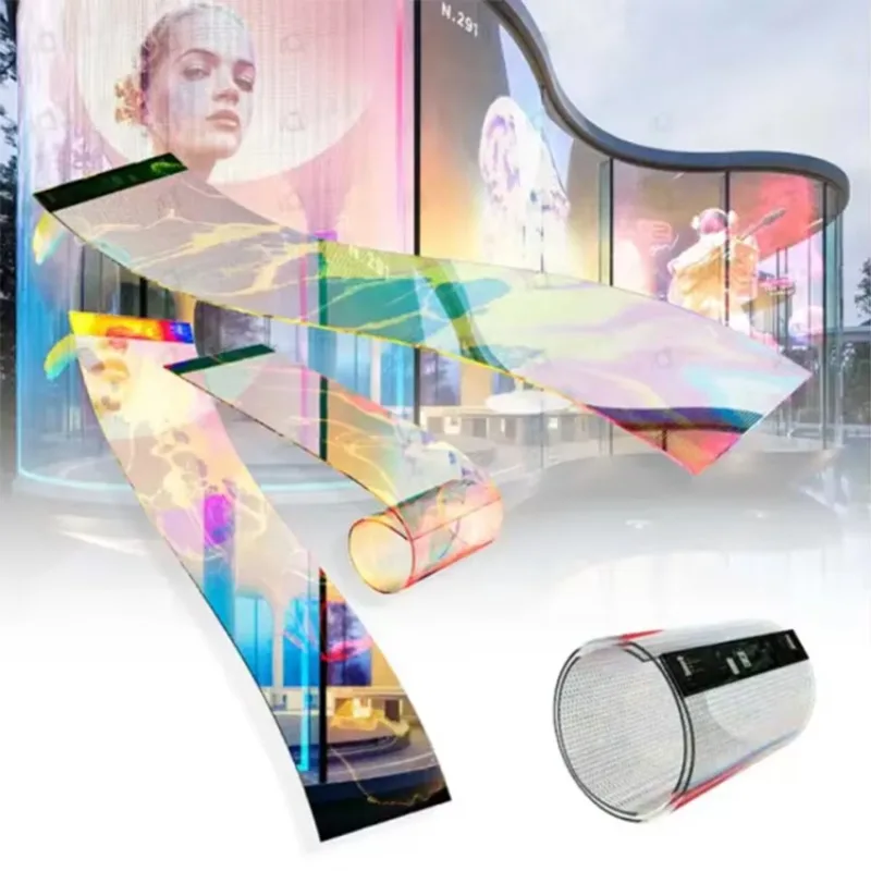 PH4-8 P6.5 PH5-10 P8 P10 Adhesive LED Flexible Transparent Film Screen LED Film Display Video Wall For Glass Install