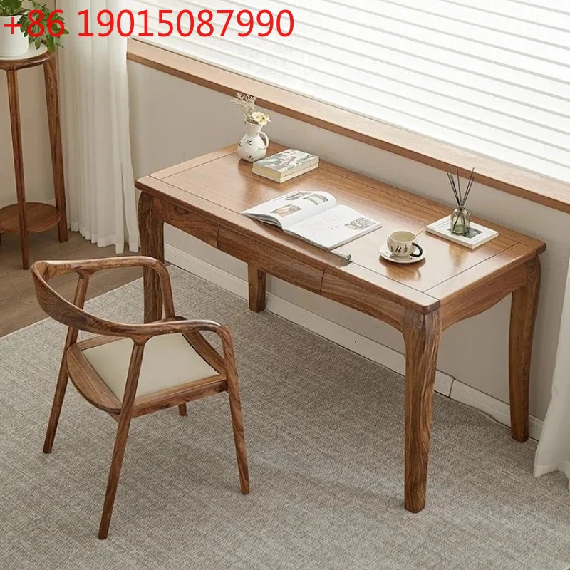 

Solid wood desk Modern new Chinese ebony log computer desk