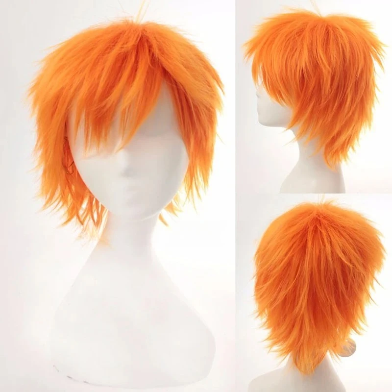 

Anime Kurosaki Ichigo Cosplay Wig 30cm Orange Short Hair Heat Resistant Synthetic Wigs Halloween Party