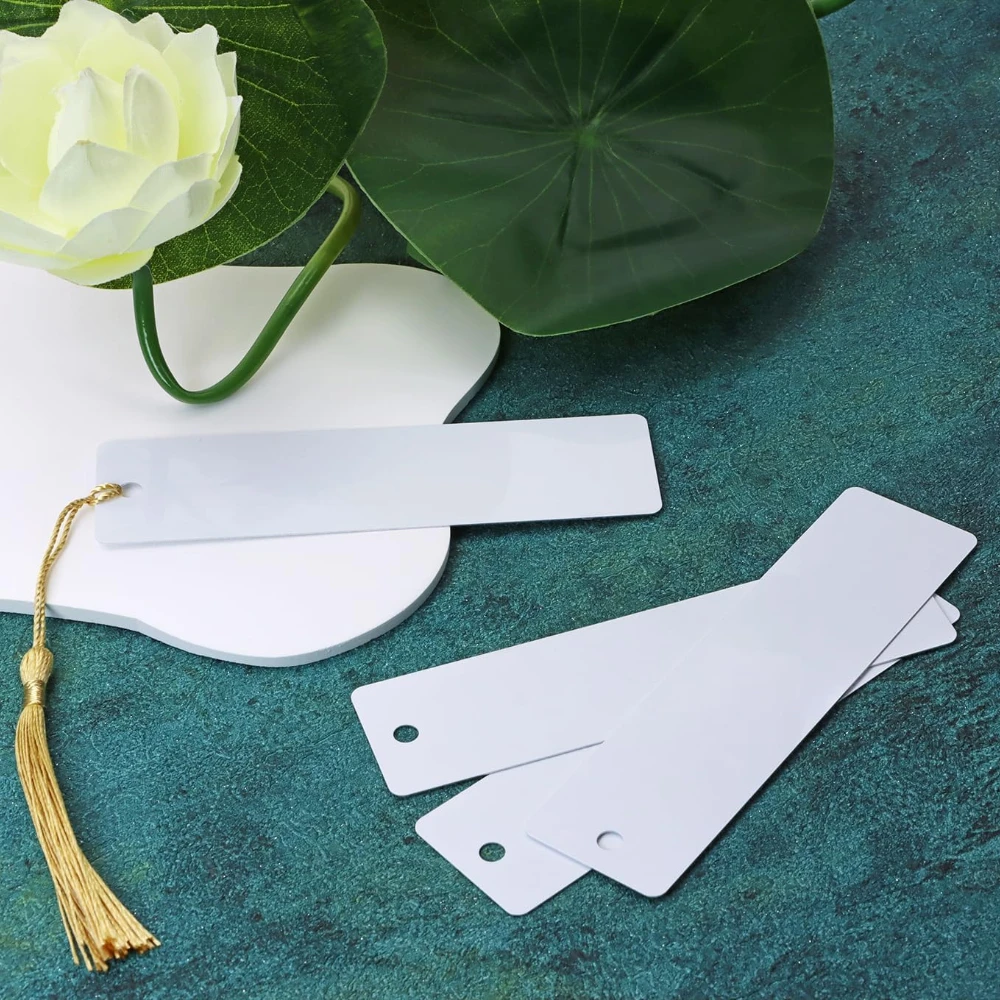 15 Kits Sublimation Double-Sided Blank Metal Bookmarks with Colorful Tassels for DIY, Wedding Favors, and Gift Tags – 3.2x12cm