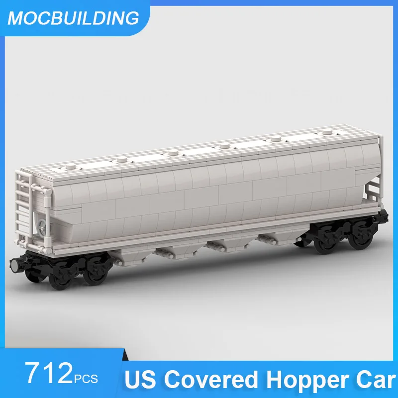 MOC Building Blocks US Covered Hopper Car Train Model DIY Assemble Bricks Transportation Collection Creative Display Toys Gifts