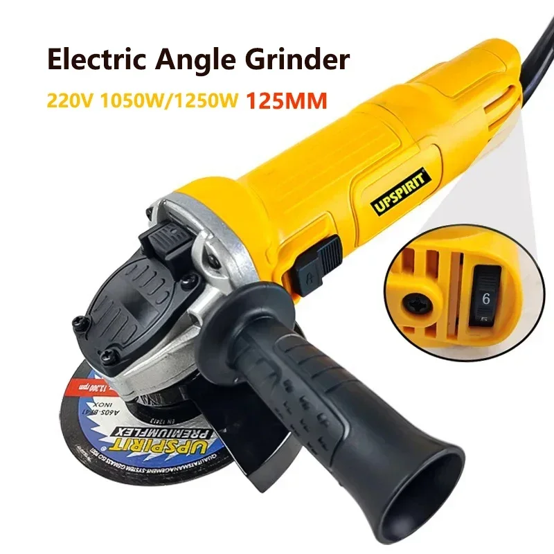 Smerigliatrici angolari elettriche 125mm 1050W 1250W Rettificatrice Palmare Metallo Taglio diamantato Lucidatura Lavorazione del legno Utensili elettrici 220V