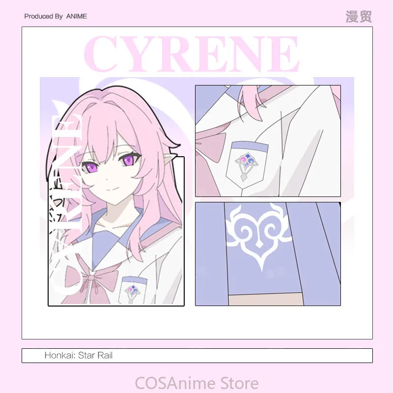 Honkai：Star Rail Cyrene Game Cosplay Clothes Sailor Uniform JK Short Skirt Short Sleeve Shirt T-shirt Fashion Women Suit Summer