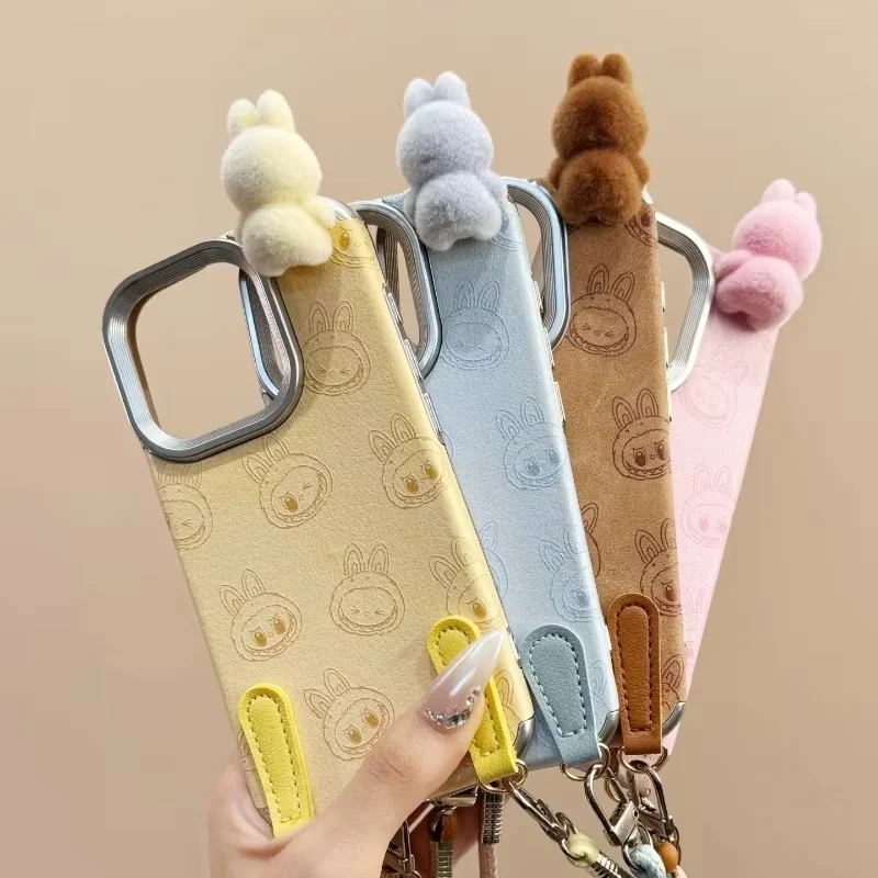 New Hot Ins Cute Cartoon 3d Labubu Handheld Rope Apple 16 Phone Case Phone 15 Promax All Inclusive 14 Pro Anti Drop 13 Pro