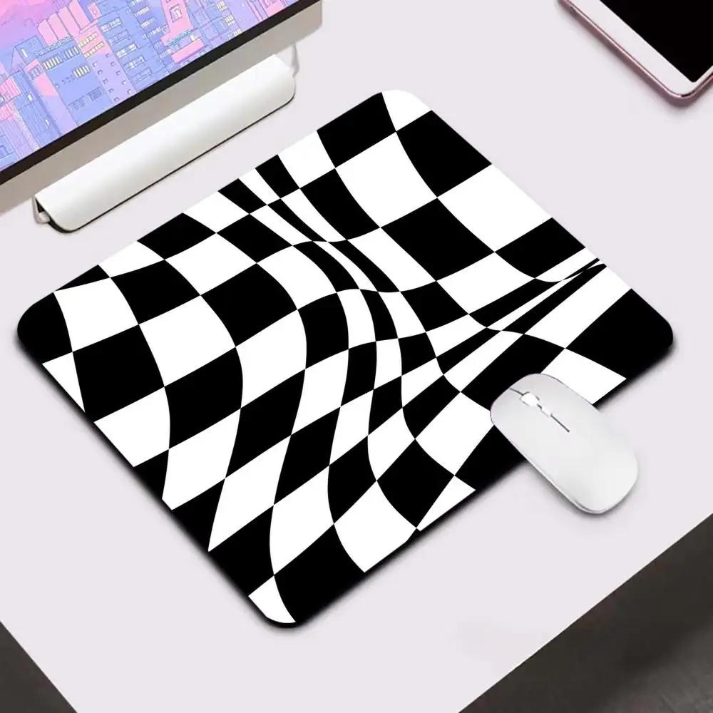 

Black and White Chessboard Mouse Pad XS Large Square Computer Office Game Table Mats Anti-slip Mousepads Small Decor Desk Pads