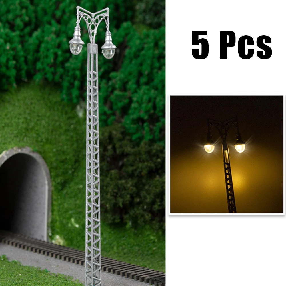 

5pcs / Set HO Scale 1:87 Model Railway LED Street Lamps With Lattice Mast For Layout Building Sandtable Decoration