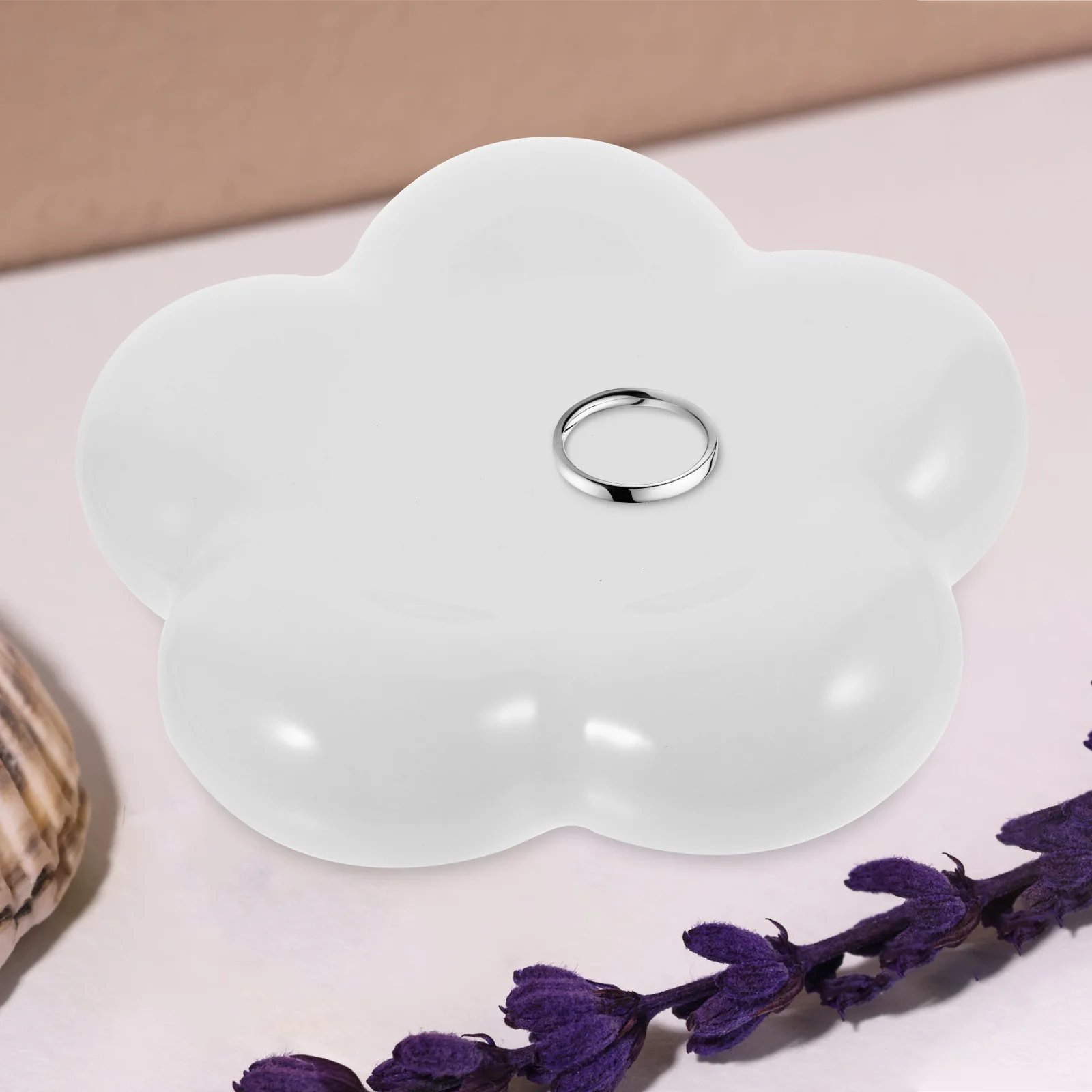 

Flower Shaped Ceramic Jewelry Tray Dish Organizer Trinket Holder Ring Plate Stylish Desk Accessory Gift Display