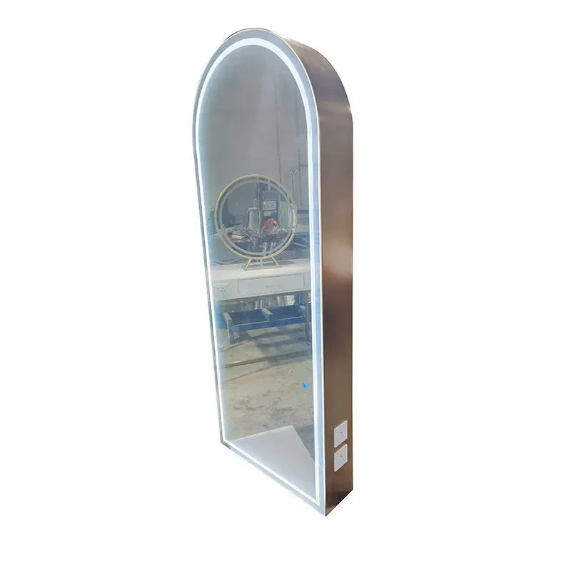 for Hair Mirror with Lamp Single Sided Double Sided Floor Standing Barber Shop Mirror Trendy Style