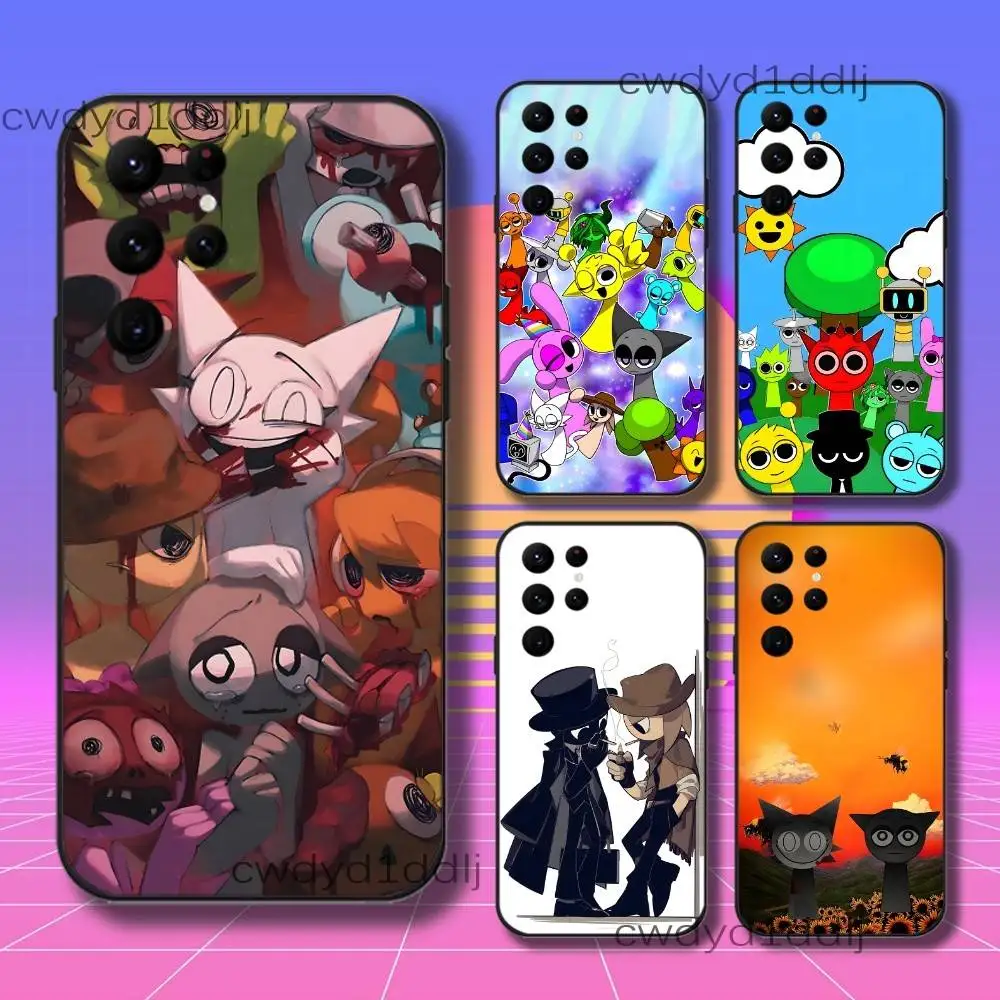 

S-Sprunki Cartoon Phone Case For Samsung S10,S21,FE,S21 ,S26,S25,S24,S23,Ultra,S9,S22,Plus Black Shockproof TPU