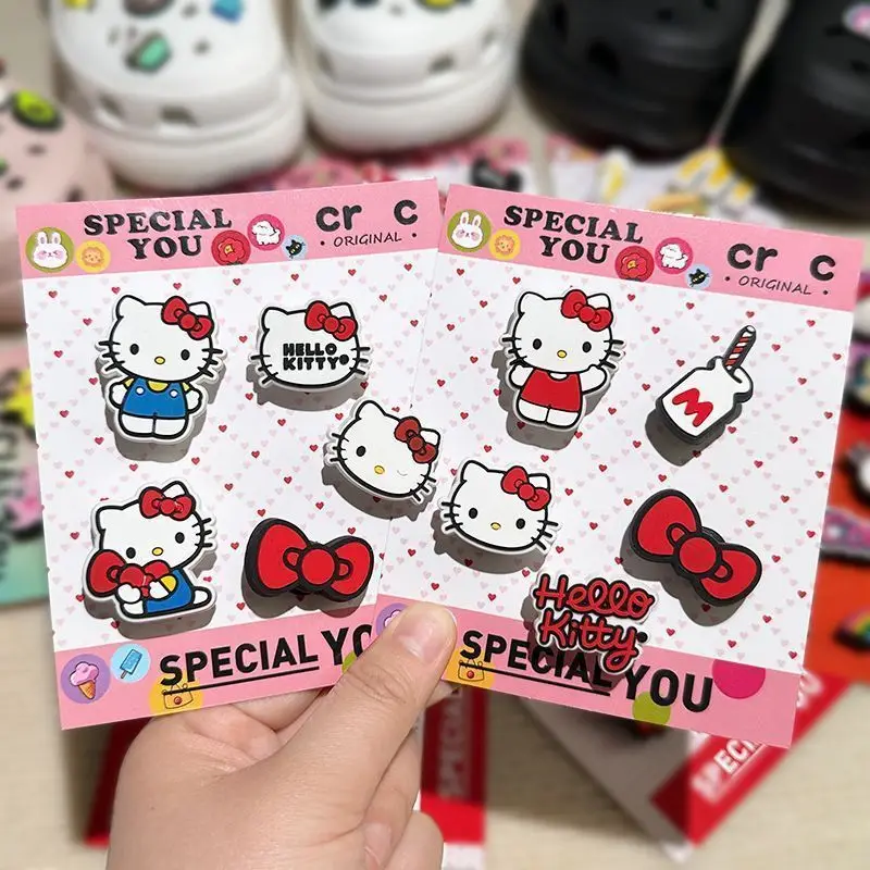 5-10pcs kitty Shoe Charms PVC DIY Shoes Decoration Bracelet Wristband Sandal Buckle Sandal Shoe Accessories Gifts