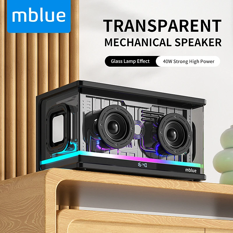 Meizu & mblue Portable Speaker Wireless Bluetooth Transparent colorful lights Transparent Soundbar Music Box with Colorful Ambie