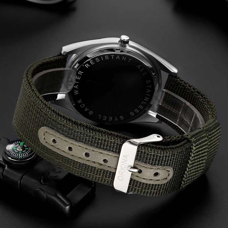Часы наручные унисекс, Простые Спортивные кварцевые, с удобным чтением, в стиле милитари, с нейлоновым ремешком, зеленые армейские