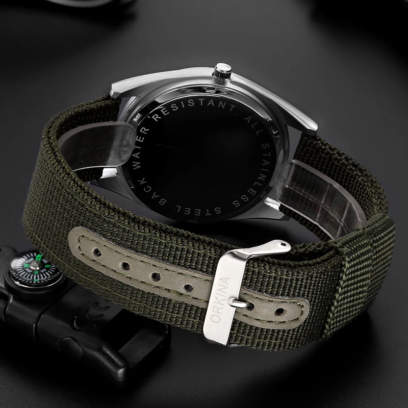 Unisex Watch for Men Women Easy Read Dial Couple Simple Military Sports Quartz Watches Nylon Strap Wristwatch Army Green Clock