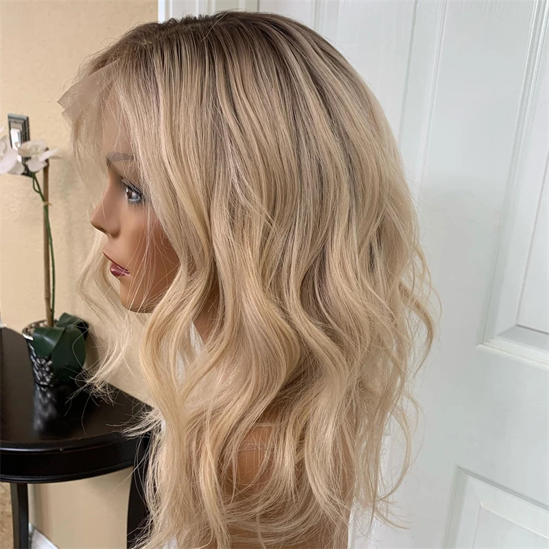 شعر مستعار طبيعي شقراء أومبير شقراء الاصطناعية HD الدانتيل شعر مستعار أمامي فوتورا لينة الألياف الباروكات الصيف الوزن شعر مستعار بارد شعر مستعار الساحرة 14 بوصة