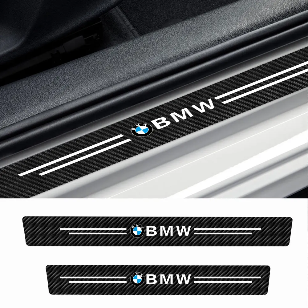 4Pcs Leather Car Door Sticker Threshold Anti Scratch Decals Accessories For BMW M Performance M3 M5 M6 F01 F20 F10 F13 F15 F16