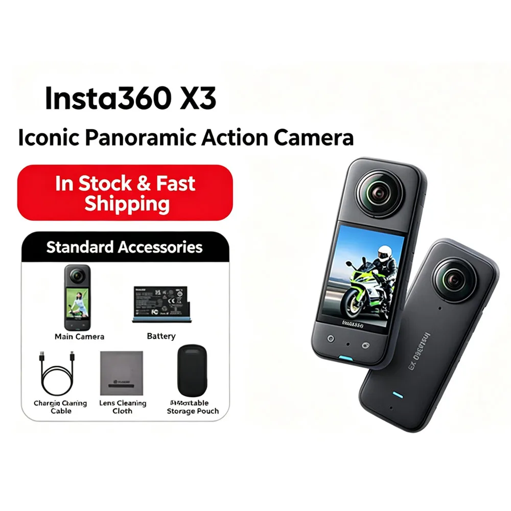 Insta360 X3 Wasserdicht mit 1/2"- und 48-MP-Sensoren, 5.7K- und 360° Active HDR-Video ° 72-MP-Foto und 4K-Einzelobjektiv – Detail 1