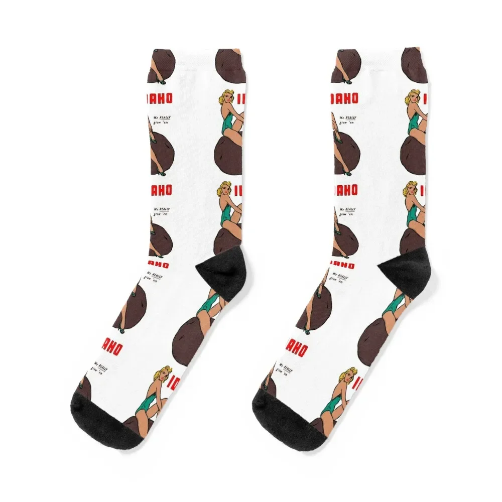 

Vintage Idaho Potato Pinup Girl Socks Argentina moving stockings professional running luxury Men Socks Women's