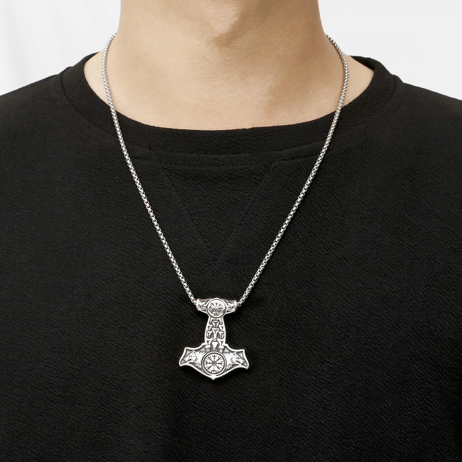 Brilliant Jewelry Inheriting Nordic Mythology Thor's Hammer Pendant - 304 Stainless Steel - KP130639-TLX