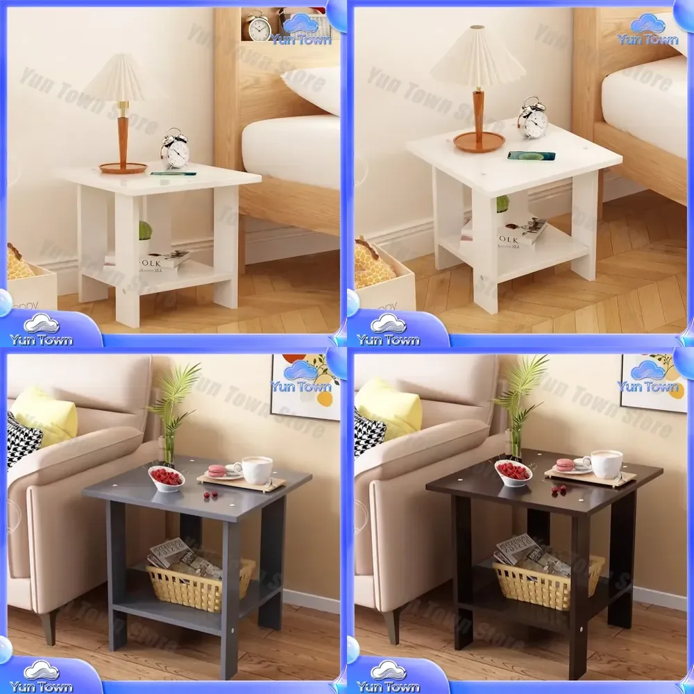 for Home Furniture bedside table for bedroom modern simple wood white nightstand with storage coffee cabinet unique desk