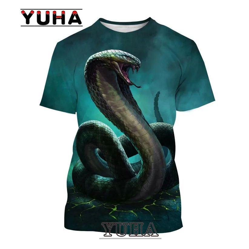 New fun 3d printed snake pattern men\'s T-shirt Harajuku hip-hop short sleeve shirt Harajuku T-shirt in summer