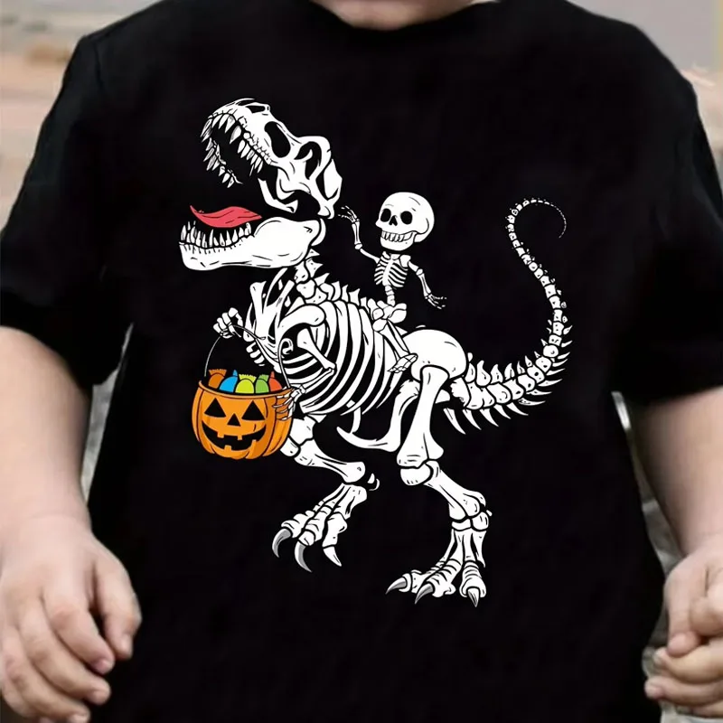 Retro-Halloween-Print-T-Shirt für Teenager, Kinder, Jungen und Mädchen, Sommer, lässig, Vintage, lustig, hochwertig, Rundhalsausschnitt, kurze Ärmel, Kinder-T-Shirts. – Detail 5