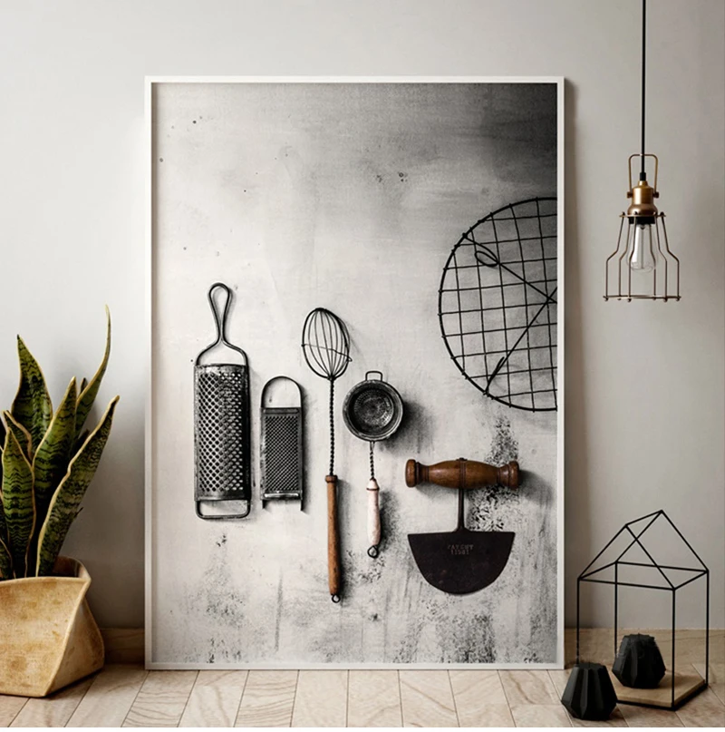 Utensili da cucina e elettrodomestici in stile nordico moderno Poster Immagini su tela per soggiorno Decorazioni per la casa Pittura senza cornice