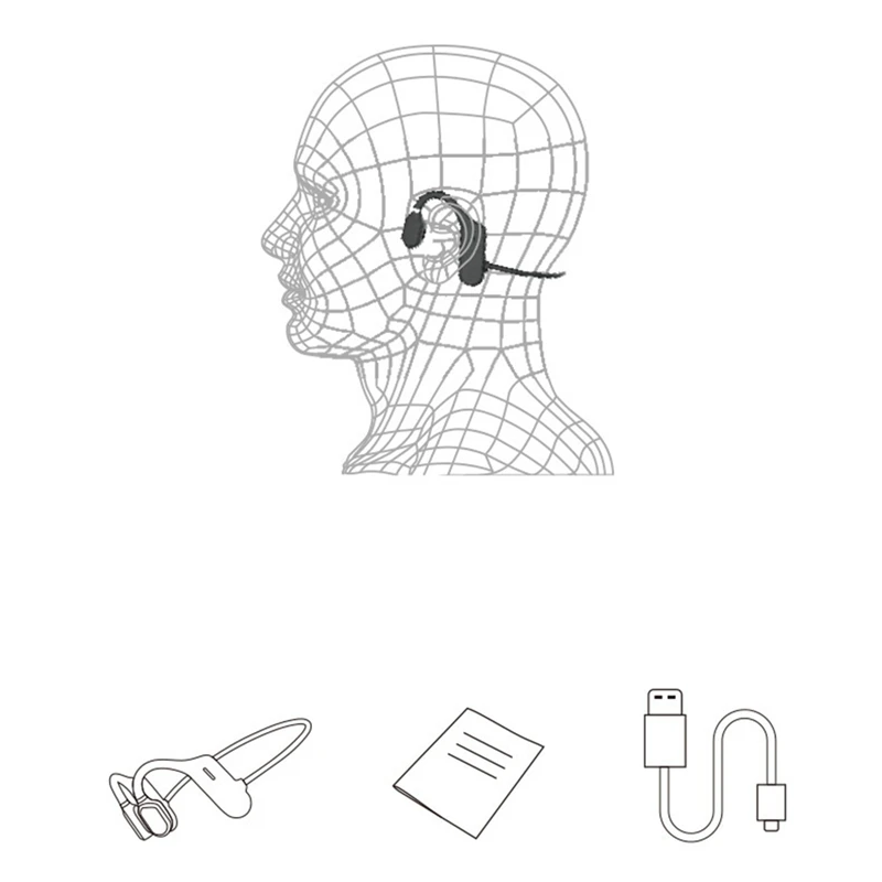 หูฟัง5.0บลูทูธไร้สายตัวต่อกระดูกหูฟังชุดหูฟังสำหรับเล่นกีฬาน้ำหนักเบากันน้ำได้ TWS พร้อมไมค์