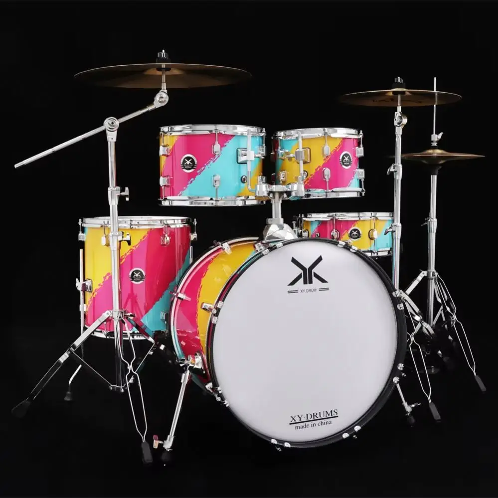 Factory wholesale 5 drums 3 cymbals Adult learning drum set Professional play cartoon drum set