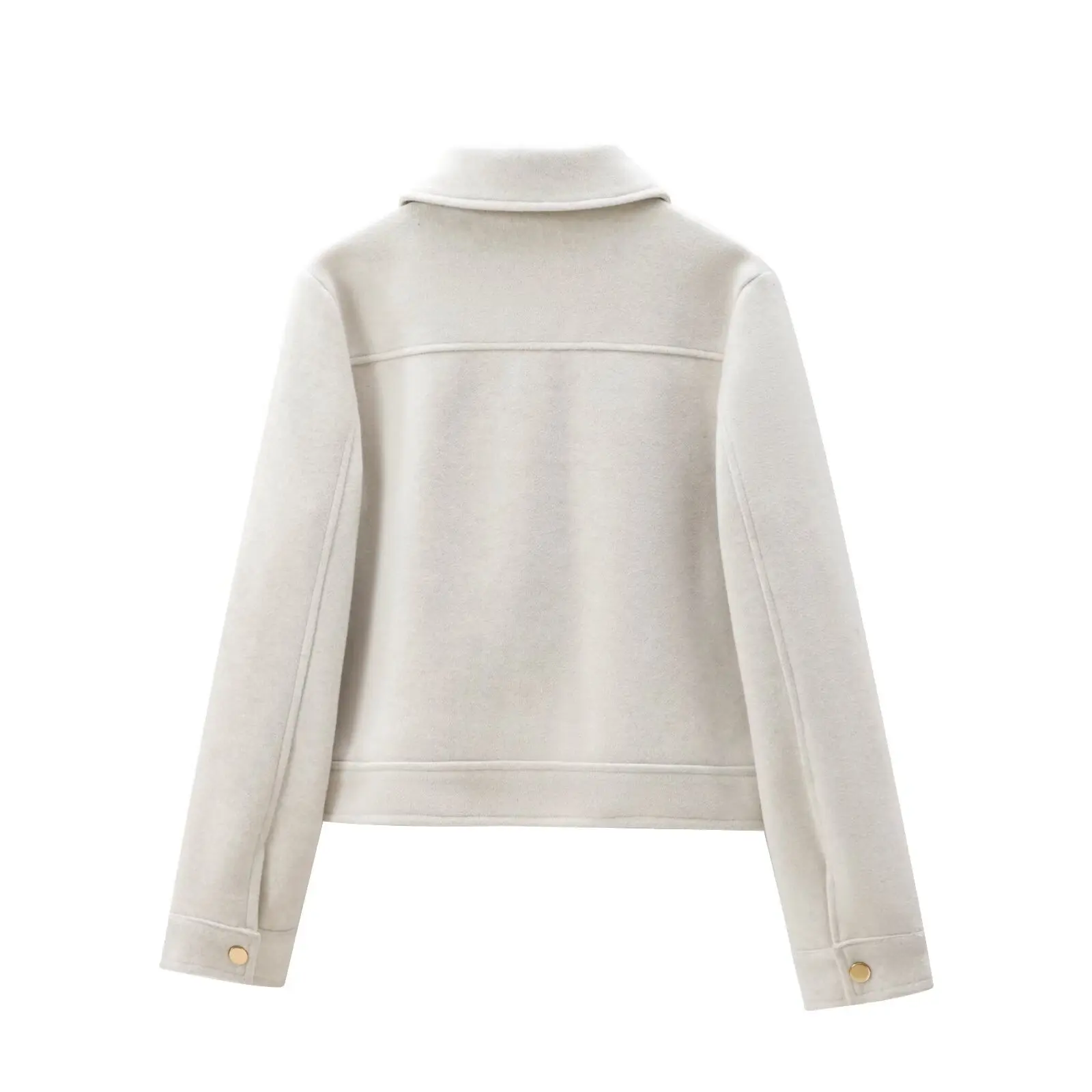 Dámská bunda na zip, nová zimní bunda s dlouhým rukávem a kapsou, krátká elegantní dámská bunda - náhled 4