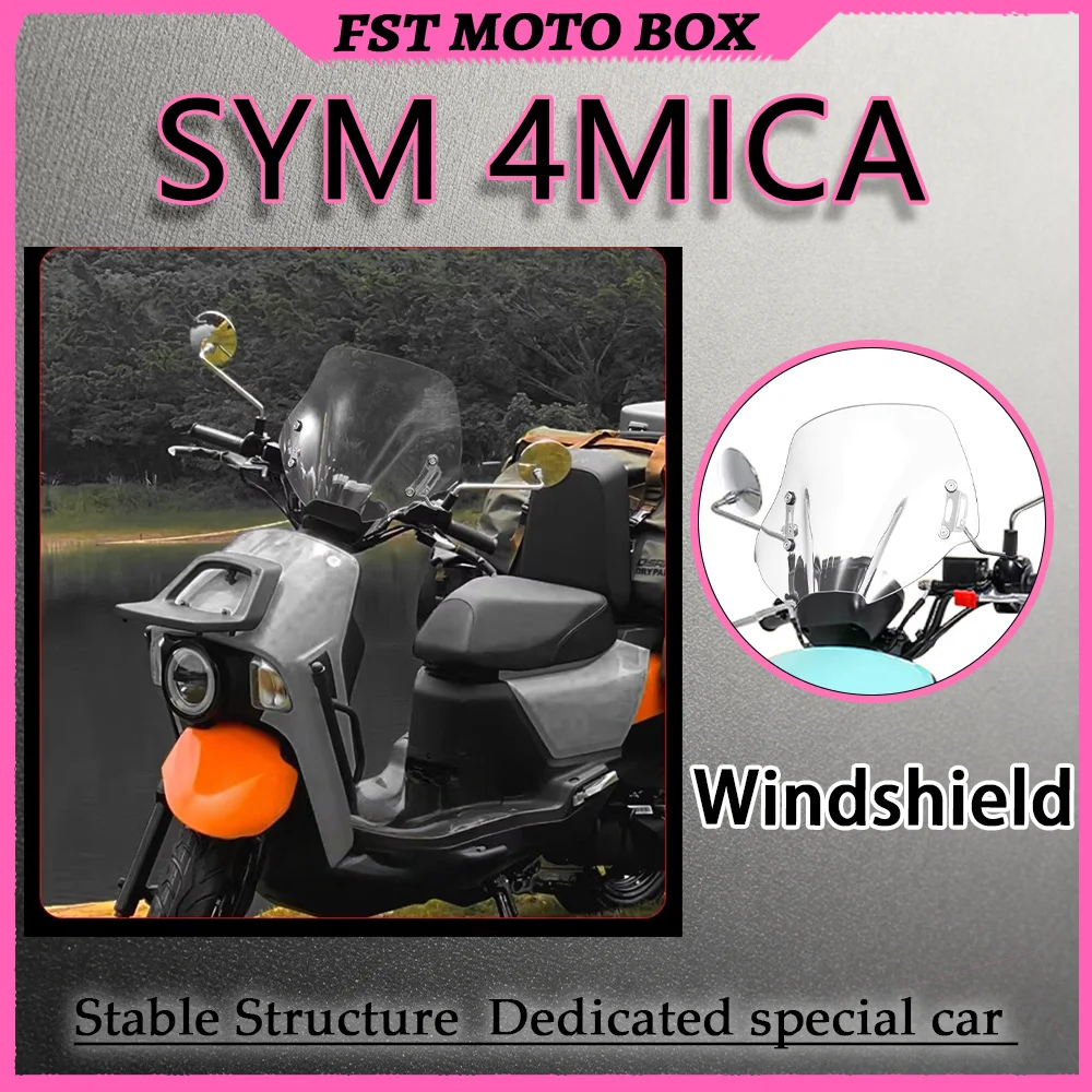 FOR SYM 4MICA Custom Front Wind Deflector High-Definition Weather-Resistant PC Windscreen UV-Resistant Yellowing Prevention