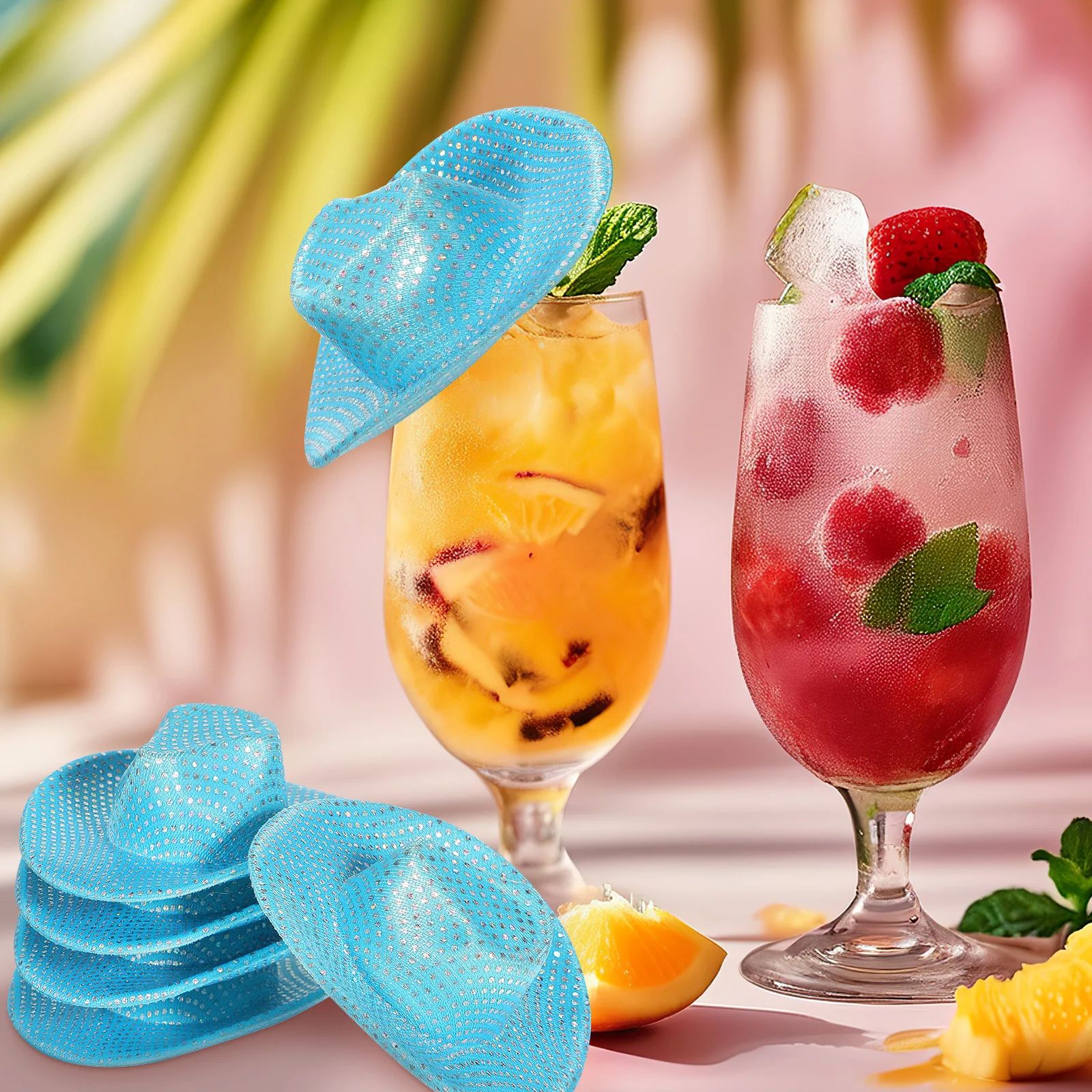 12 stks Mini Cowboyhoeden Glitter Western Party Decor Ambachten Wijnfles Topper Diy Haaraccessoires Knuffeldier