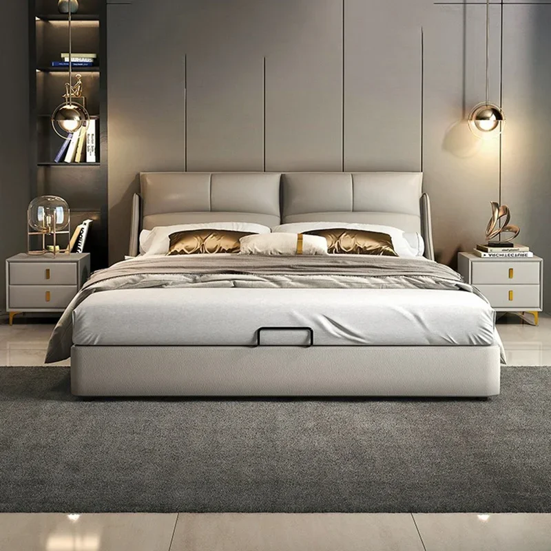 Storage Queen Size Bed Luxury Modern European Marriage Bedroom Bed Lounge French Camas Y Muebles Dormitorio Nordic Furniture