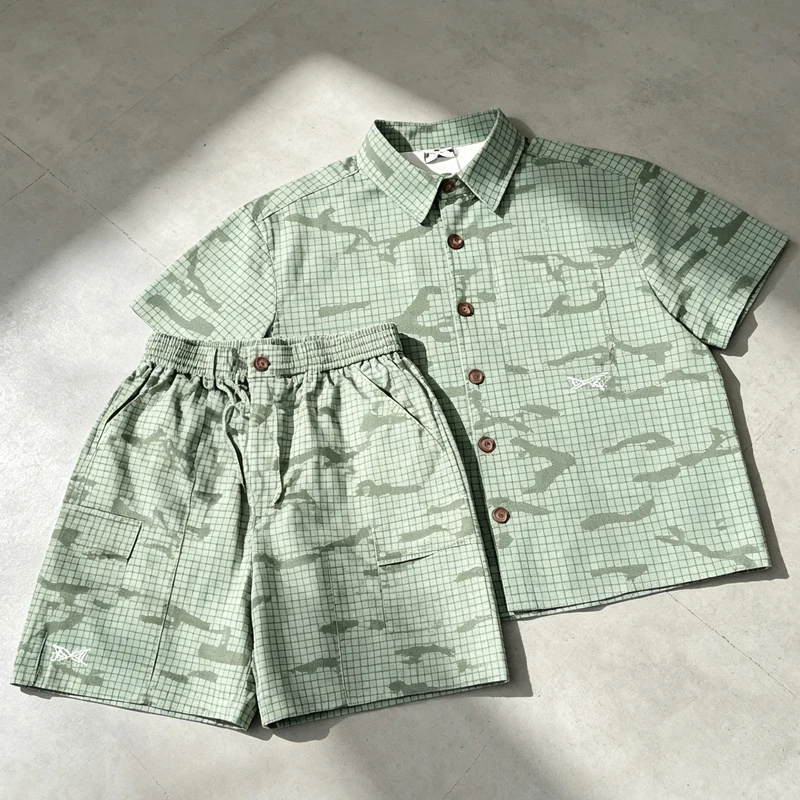 American Style Trend Shirt Set Mertre Casual Shorts High Quality Full Print Drawstring Elastic Sports Shorts