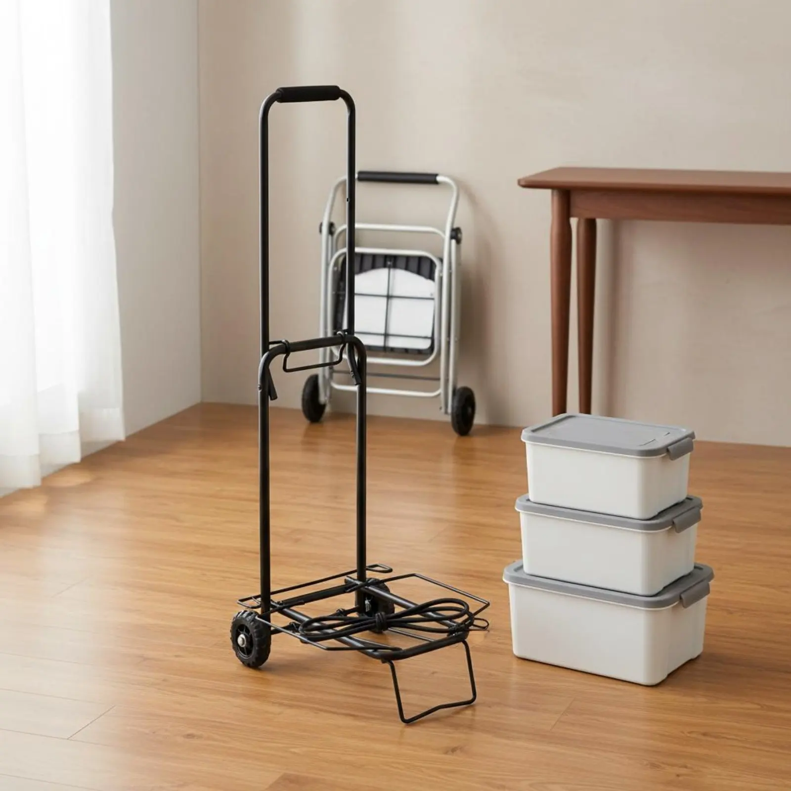 

2-Wheel Folding Trolley Wear-Resistant Wheels Folding Luggage Trolley Portable Hand Hand Trolley Sturdy Duty Material Handling