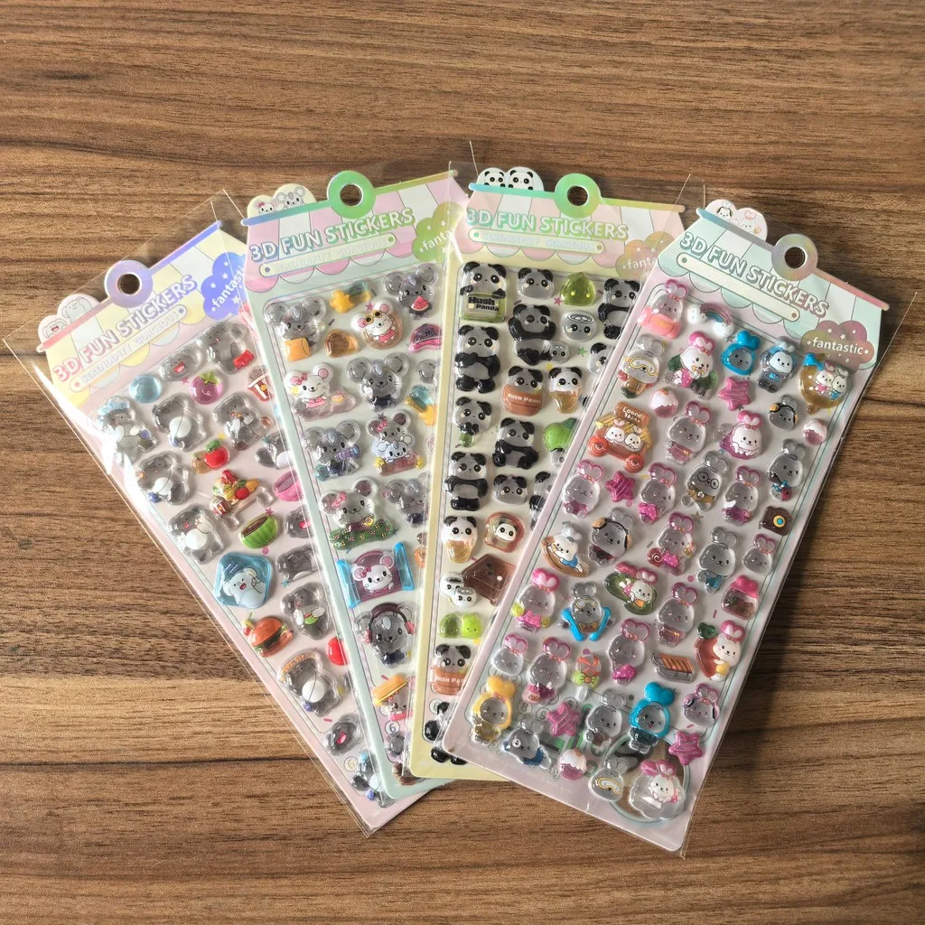 

4Pcs 3D Embossed Crystal Animal Stickers - Cute Decorative Decals for Backpacks Kids’ Toys Planners Golden Memory Stickers Store