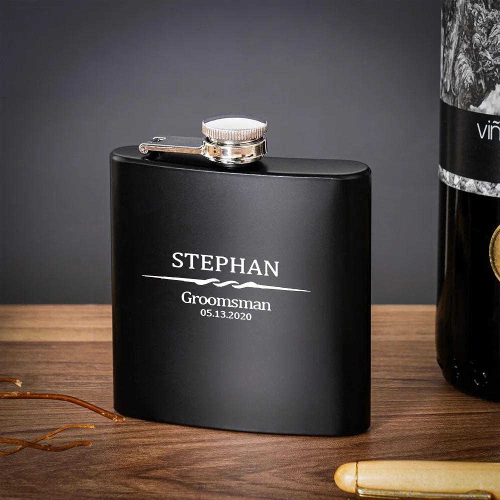 2026 Personalisierte Schwarze Flasche mit Namen, Geschenk für Trauzeugen, Graviert für Junggesellinnenabschied, Geschenk für den Bräutigam, Hochzeitsdekoration – Detail 8