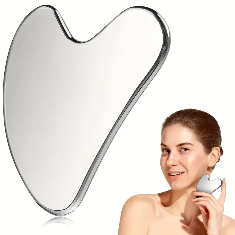 Facial Massage Scraper Stainless Steel Beauty Scraper Face Lift Law Full-Body Dolphin Heart Scraper Holster