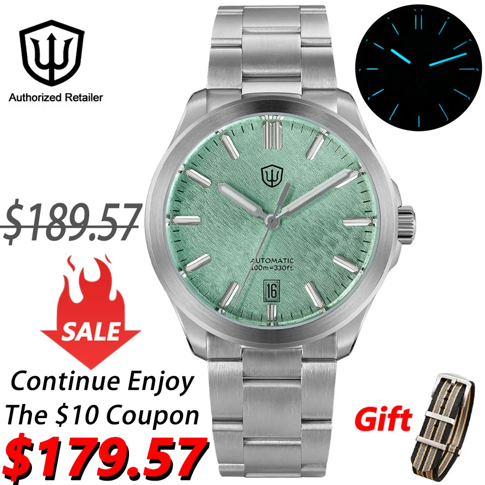 

Watchdives WD0005 Watch Men NH35 Mechanical Movement Domed Sapphire Crystal BGW9 Luminous 10Bar Waterproof 39mm Vintage Watches