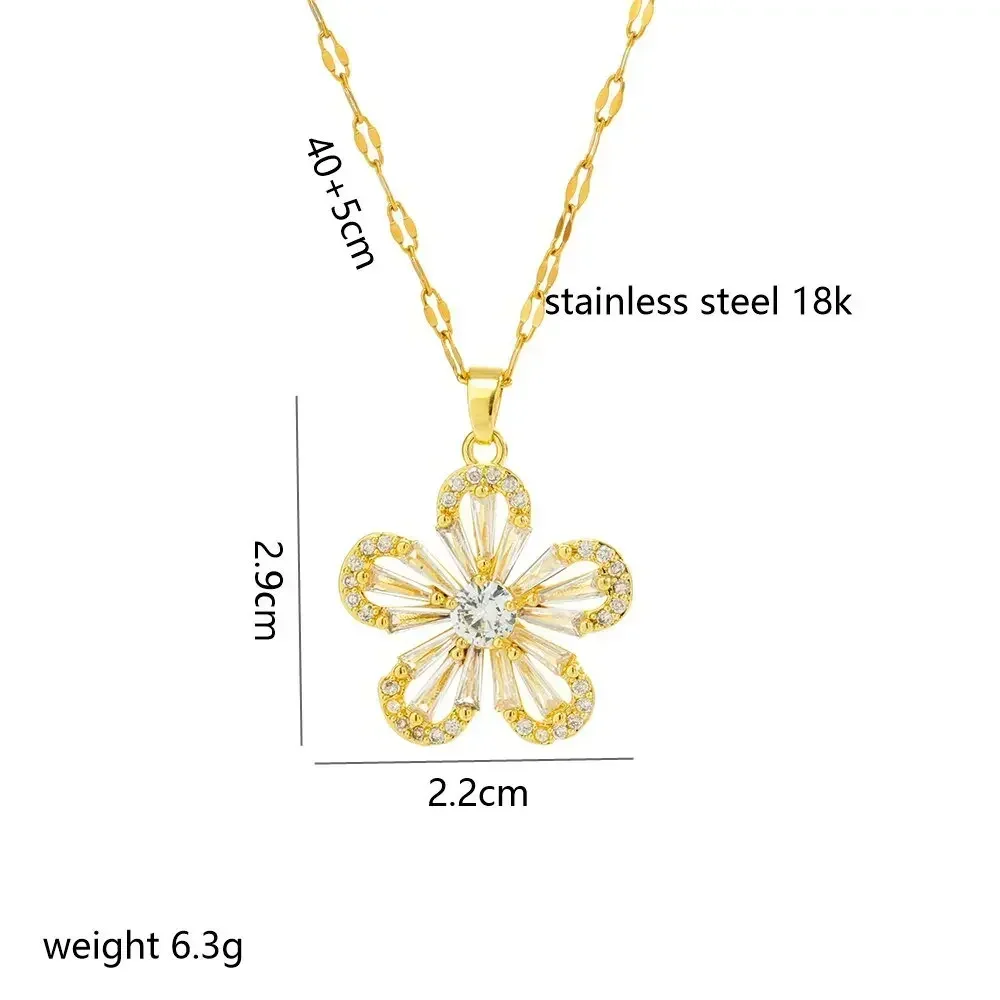 Titanium steel necklace is a fashionable and versatile light luxury floral accessory for women