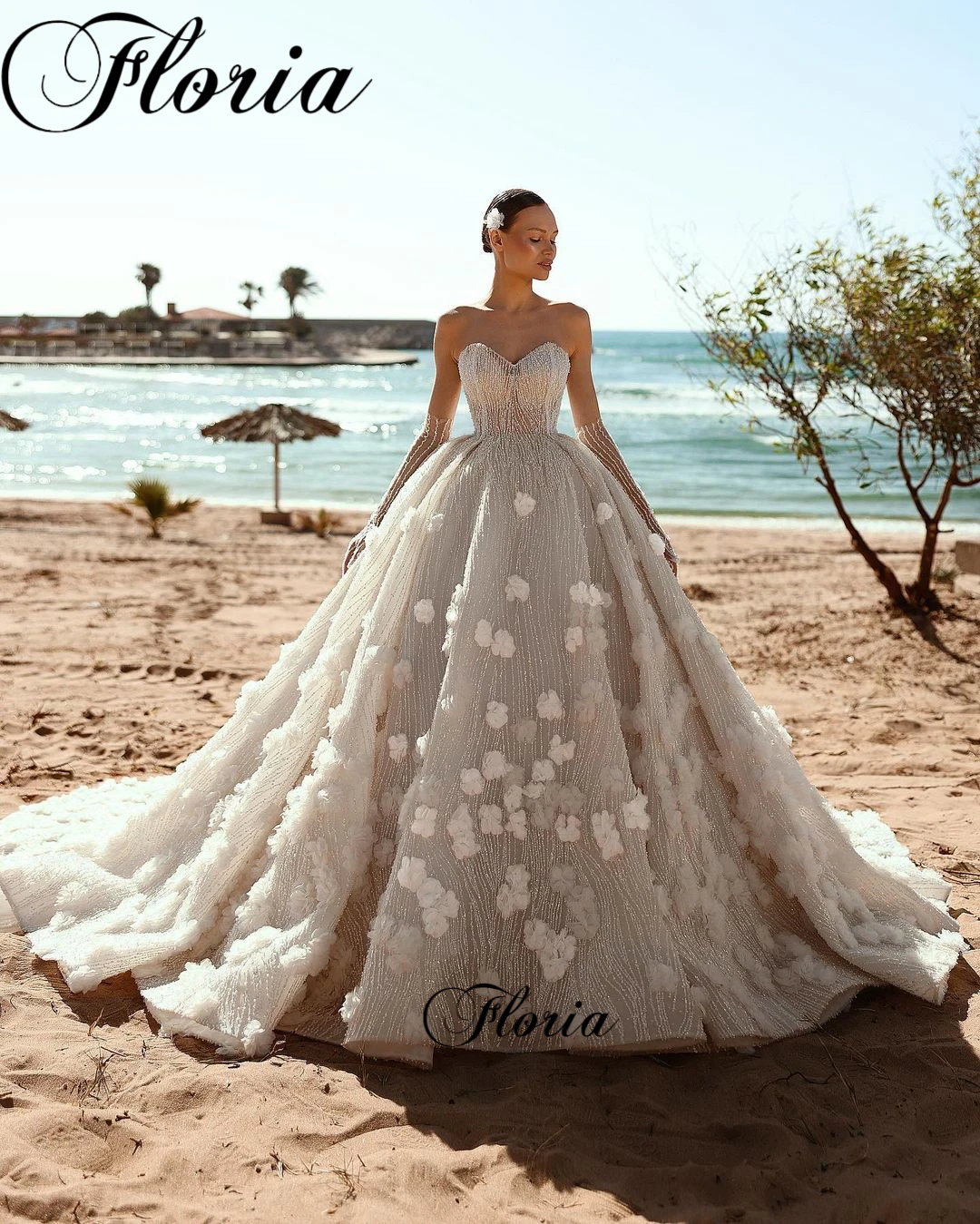 Vestidos de novia elegantes con purpurina para mujer, vestidos de novia sin mangas con escote Corazón, vestidos de novia blancos, nuevo